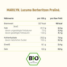 Lade das Bild in den Galerie-Viewer, MARILYN. Lucuma Berberitzen Praliné. In Rohkostqualität.